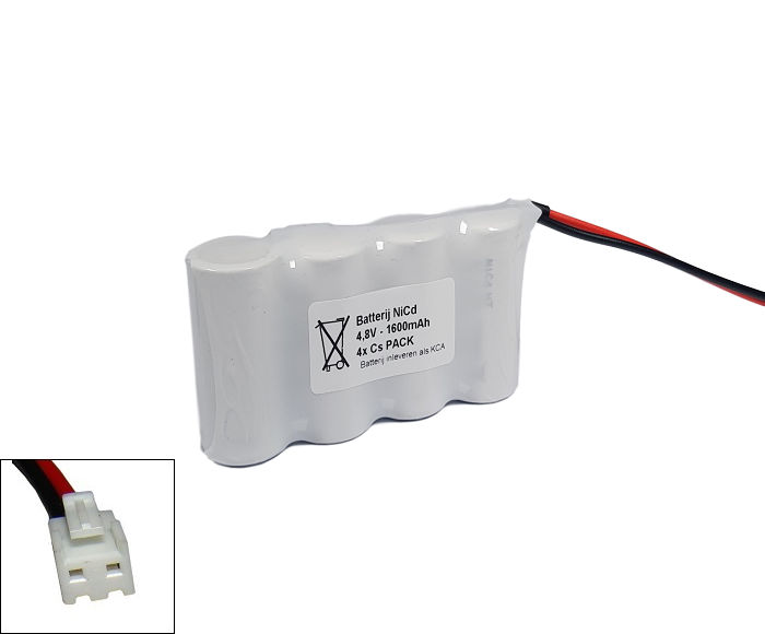 Arts Energy (Saft) NiCd 4,8V 1600mAh 4xCs VNT side by side met S04 aansluiting