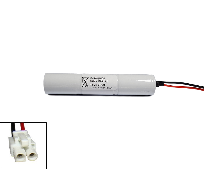 NiCd 3,6V 1800mAh 3xCs HT staaf met S02 aansluiting