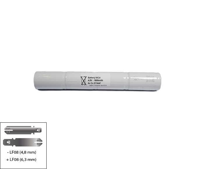 Noodverlichting accu NiCd 4,8V 1800mAh Cs 4STAAF - Faston 6,3/4,8mm