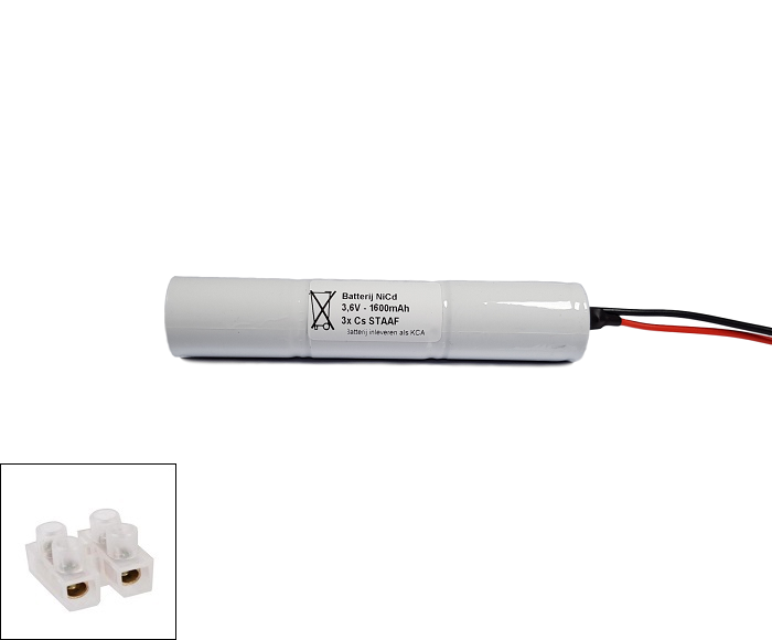 Noodverlichting accu Saft/Arts NiCd 3,6V 1600mAh Cs 3STAAF - Kroonsteen aansluiting