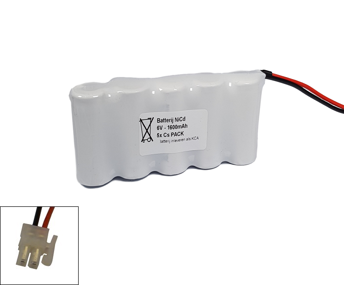 Arts Energy (Saft) NiCd 6,0V 1600mAh 5xCs VNT side by side met S05 aansluiting